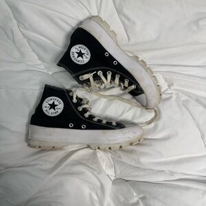 black lugged converse high top size 8